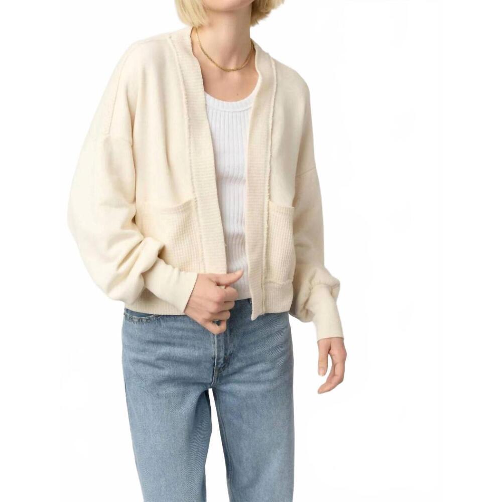 NEW PROJECT SOCIAL T thermal mixed cardigan in cream